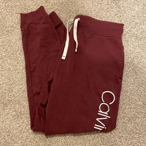 Red Calvin Klein sweatpants